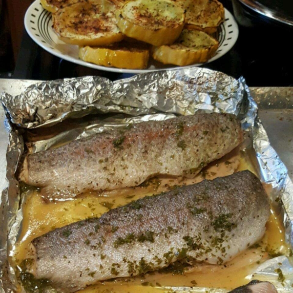 Foil Barbecued Trout with Wine