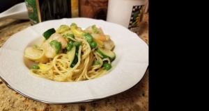 Garlicky Shrimp Primavera with Shishito Peppers