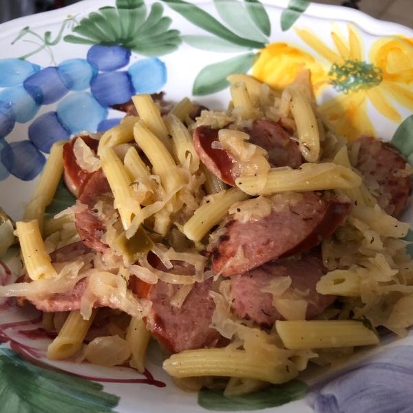 Pasta with Kielbasa and Sauerkraut