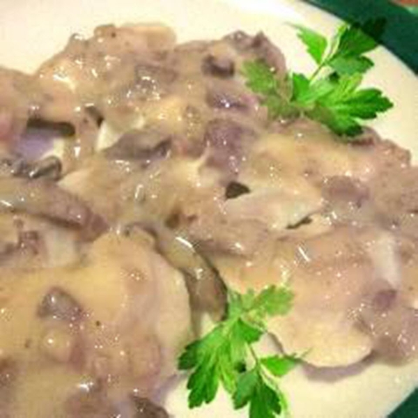Polish Pierogies with Cabbage and Mushroom Sauce