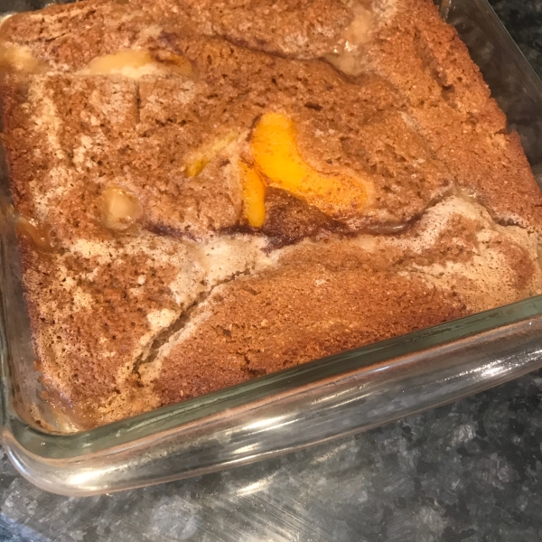 My Bottom-Up Peach Cobbler