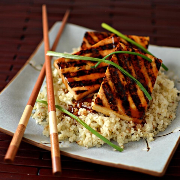 Grilled Teriyaki Tofu with Roasted Cauliflower Rice