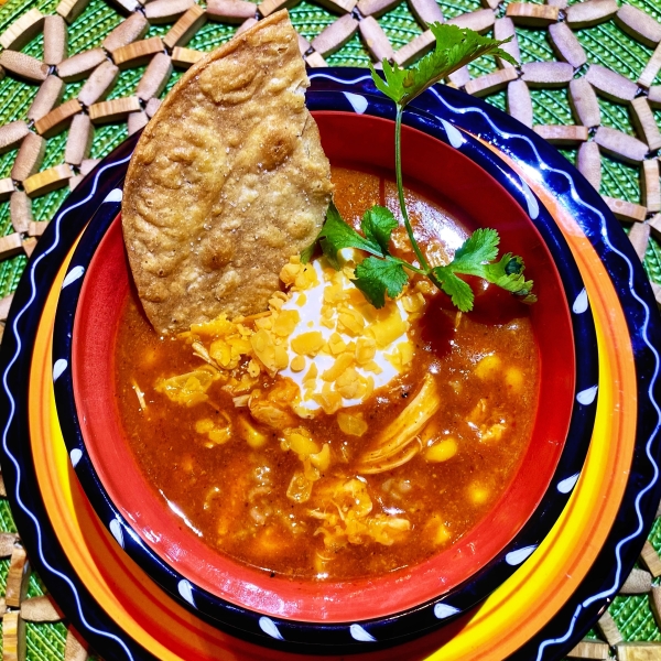 Leftover Cheesy Chicken Enchilada Soup