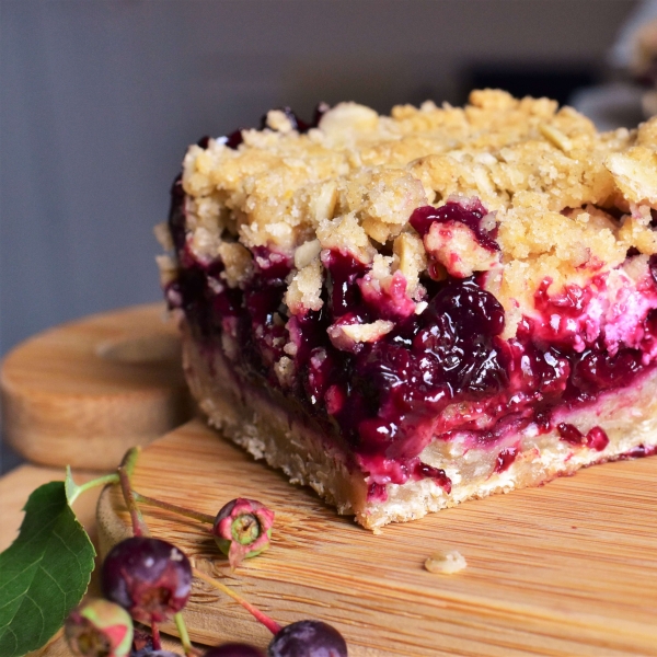Saskatoon Berry Cream Cheese Crumb Cake
