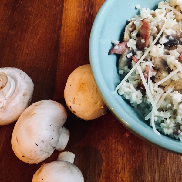 Low-Carb Grain-Free Bacon and Mushroom Risotto