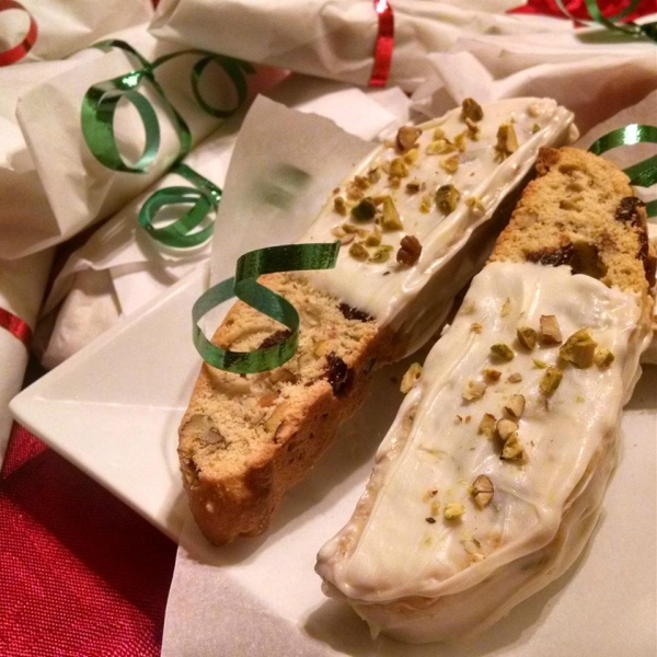 Chocolate-Dipped Pistachio Biscotti