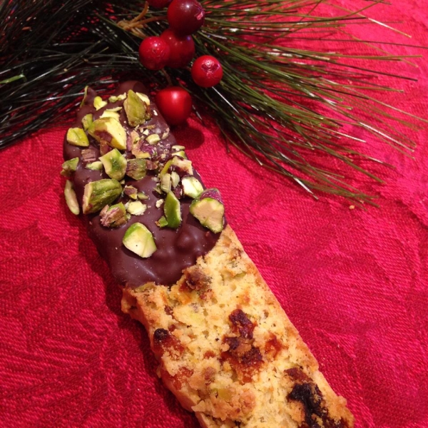 Chocolate-Dipped Pistachio Biscotti