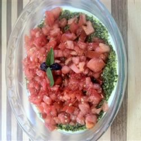Goat Cheese, Tomato, and Pesto Dip