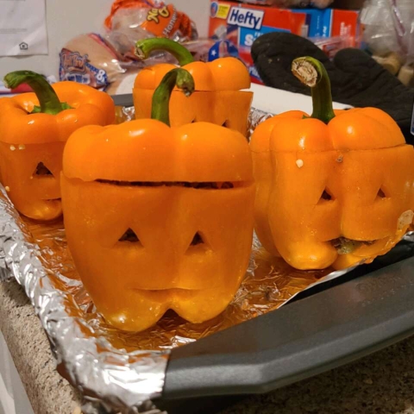 Stuffed Jack-O'-Lantern Bell Peppers