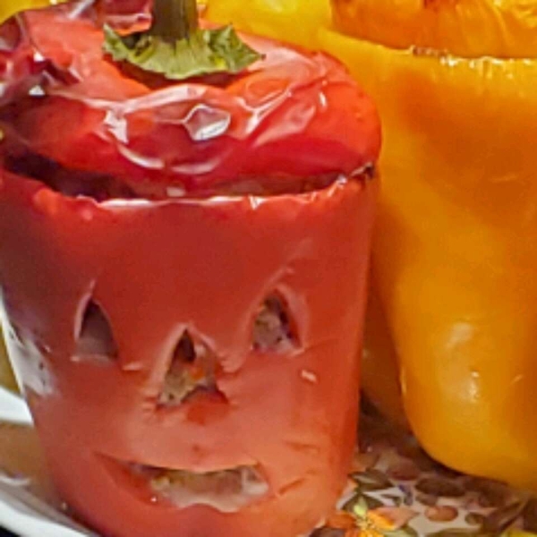 Stuffed Jack-O'-Lantern Bell Peppers