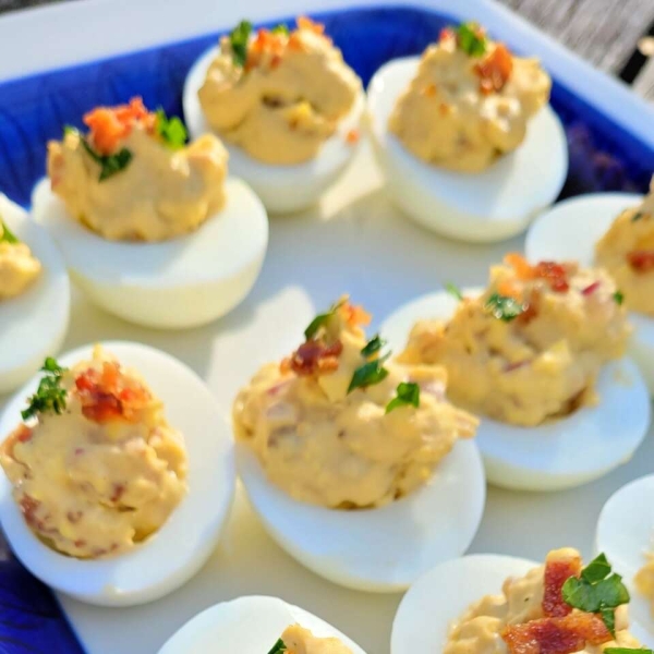 Bacon Balsamic Deviled Eggs