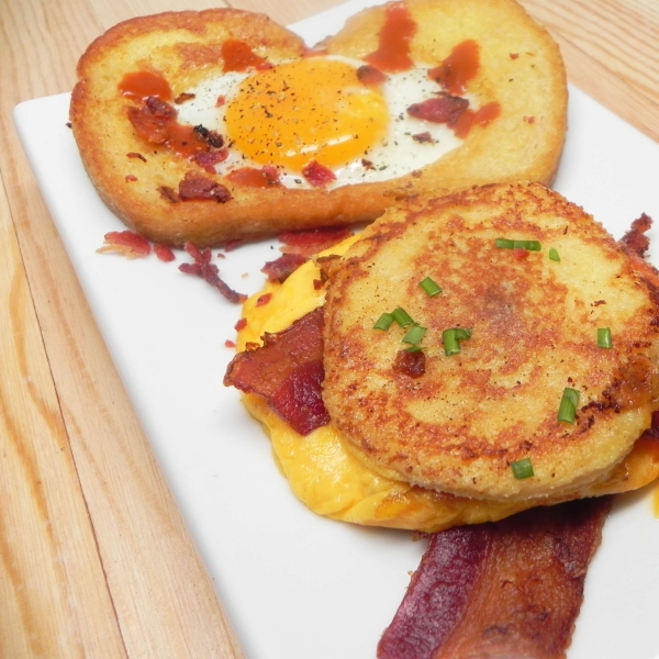 Egg in a Hole French Toast Grilled Cheese