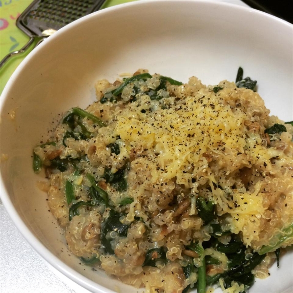 Cheesy Quinoa Pilaf with Spinach