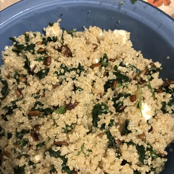 Cheesy Quinoa Pilaf with Spinach
