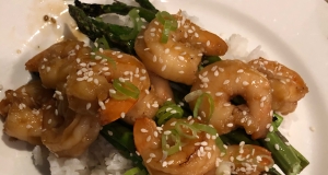 Grilled Teriyaki Prawns with Asparagus and Coconut Rice