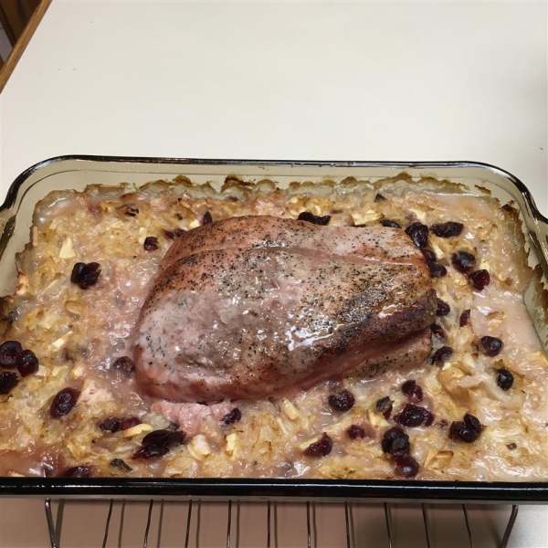 Vern's Roasted Pork Loin Over Sauerkraut