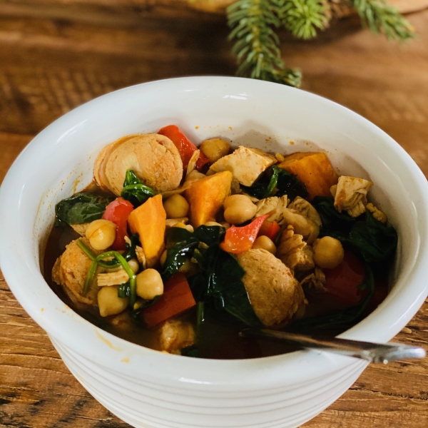 Smokey Sausage, Kale & Sweet Potato Soup