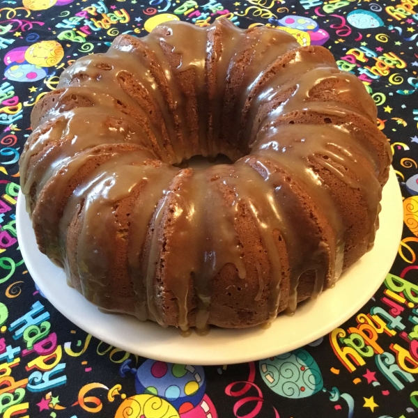Apple Harvest Pound Cake with Caramel Glaze