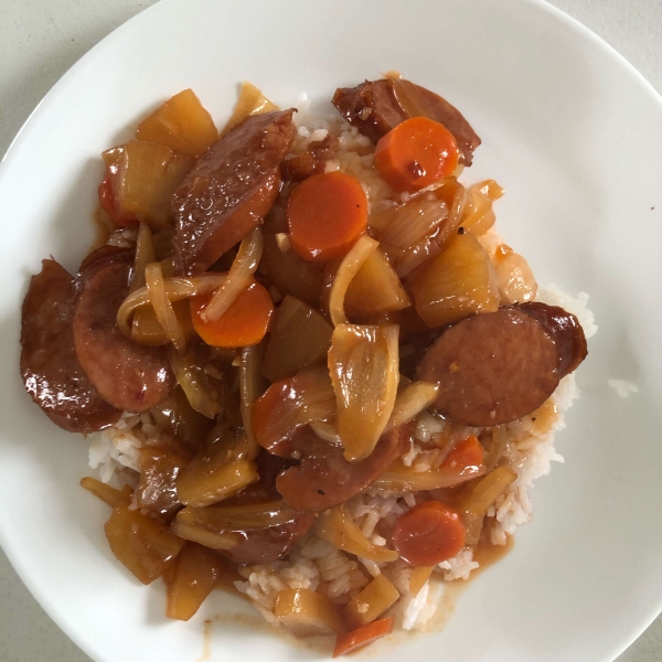 Slow Cooker Sweet and Sour Kielbasa with Pineapple