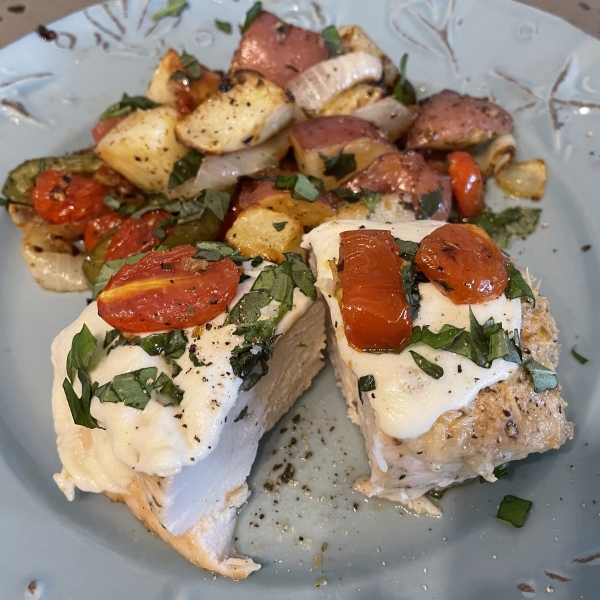 Parmesan Chicken Sheet Pan Dinner with Roasted Cherry Tomatoes
