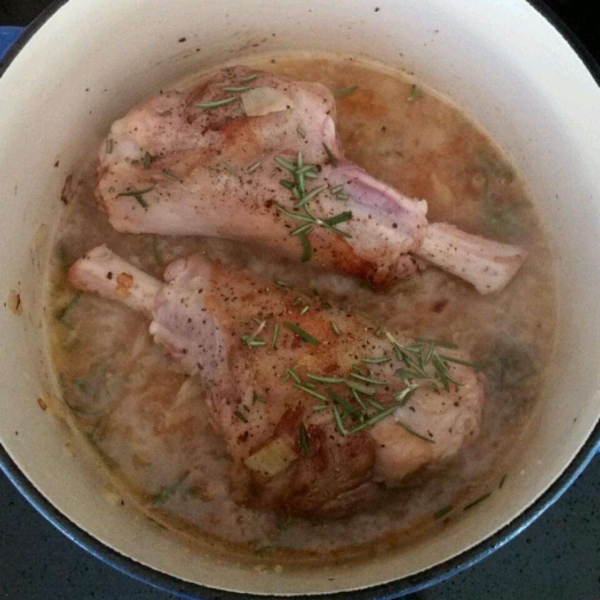 Lamb Shank Braised in White Wine with Rosemary