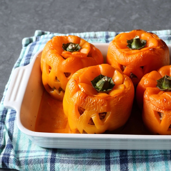 Jack-o'-Lantern Stuffed Peppers