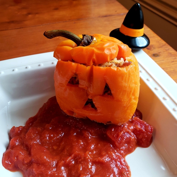 Jack-o'-Lantern Stuffed Peppers
