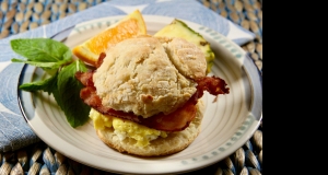 Bacon, Egg, and Cheese Buttermilk Biscuit Breakfast Sandwich
