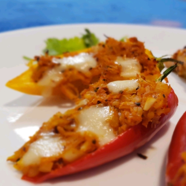 Cheesy Mini Pepper Poppers with Sprouted Rice