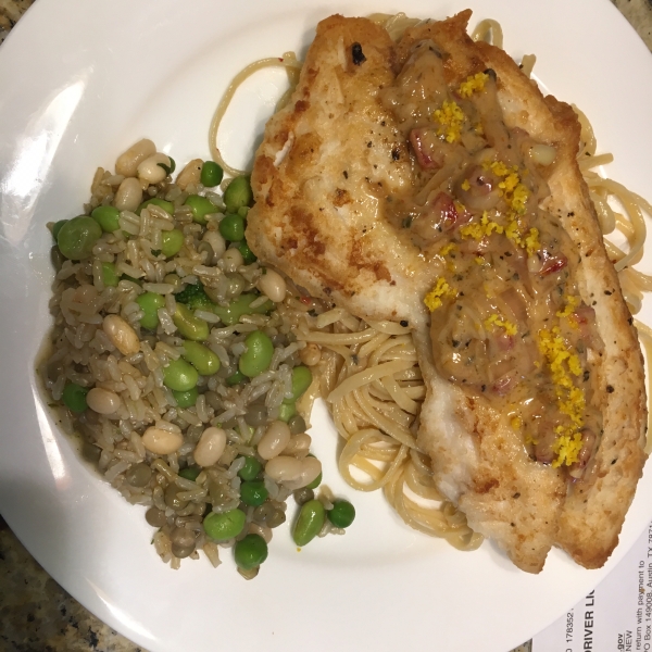 Snapper with Linguine and Citrus Cream Sauce