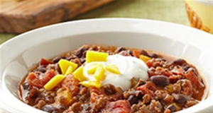 Beef and Black Bean Chili with Lime Crema