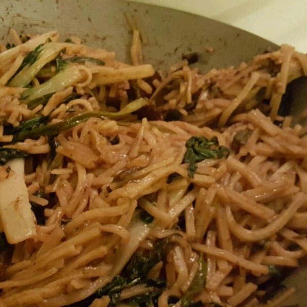 Rice Noodles with Shiitakes, Choy, and Chiles