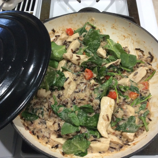 Creamy Rice, Chicken and Spinach Dinner