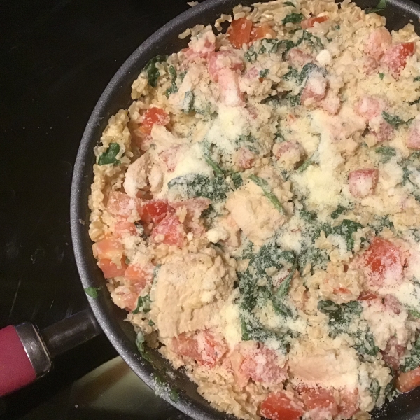 Creamy Rice, Chicken and Spinach Dinner