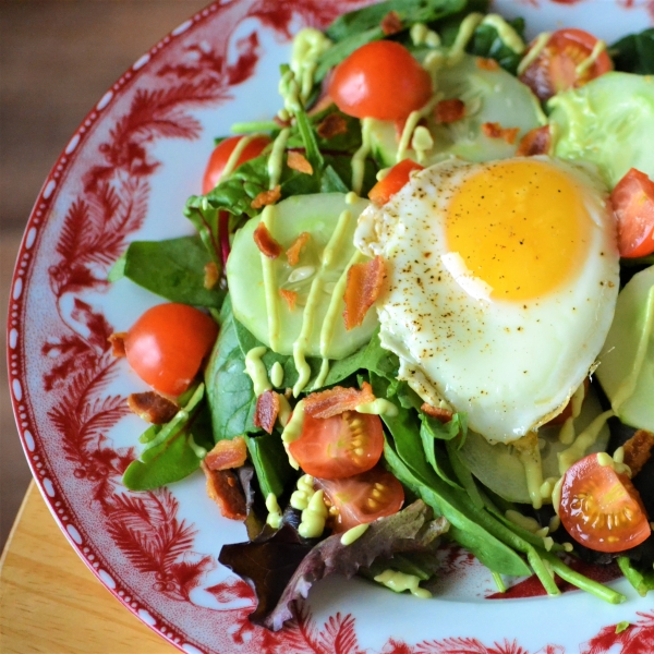 Bacon and Egg Breakfast Salad with Avocado Dressing