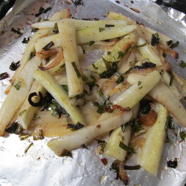 Roasted Cucumbers and Onions with Fresh Herbs