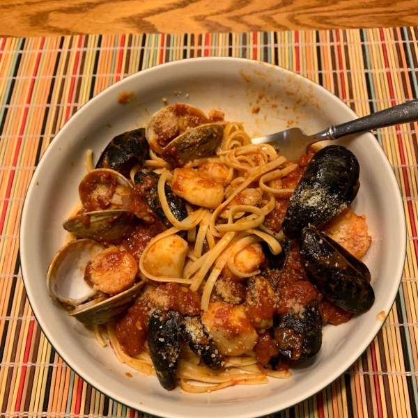 Shrimp, Clams, and Scallops Pasta