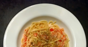 Creamy Vodka Fettuccine with Tomato, Smoked Salmon, and Caviar