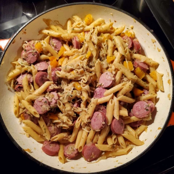 Pasta with Kielbasa and Sauerkraut