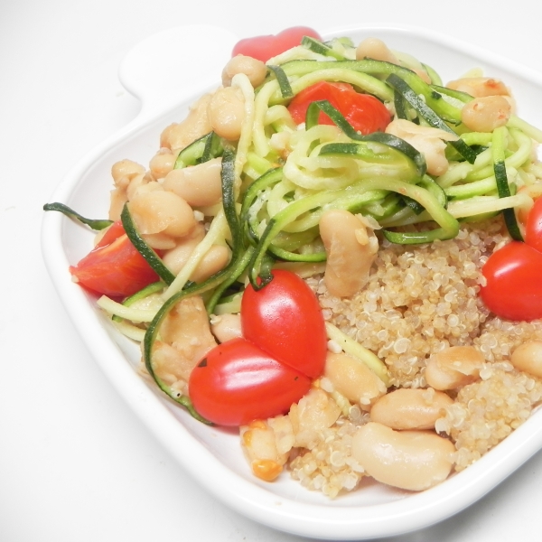 Zucchini Noodle and Cannellini Bean Quinoa Bowl