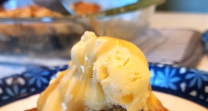 Peachy Bread Pudding with Caramel Sauce