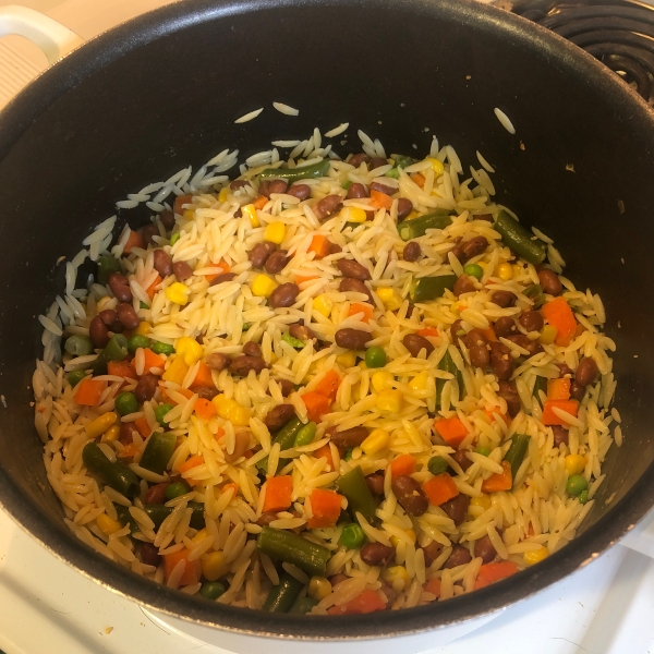 Seasoned Orzo and Black Beans