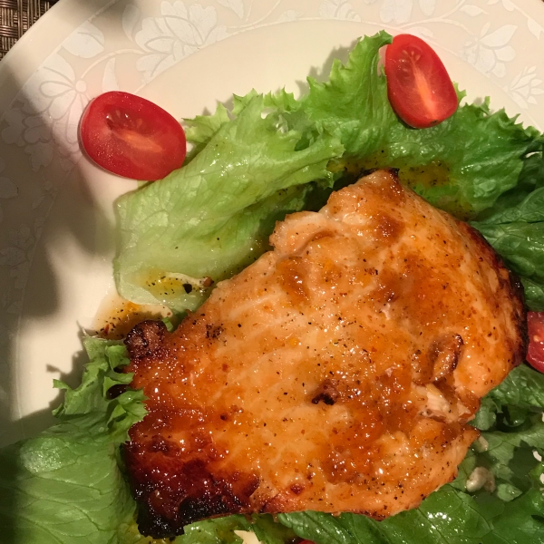 Apricot Mustard-Glazed Salmon with Arugula