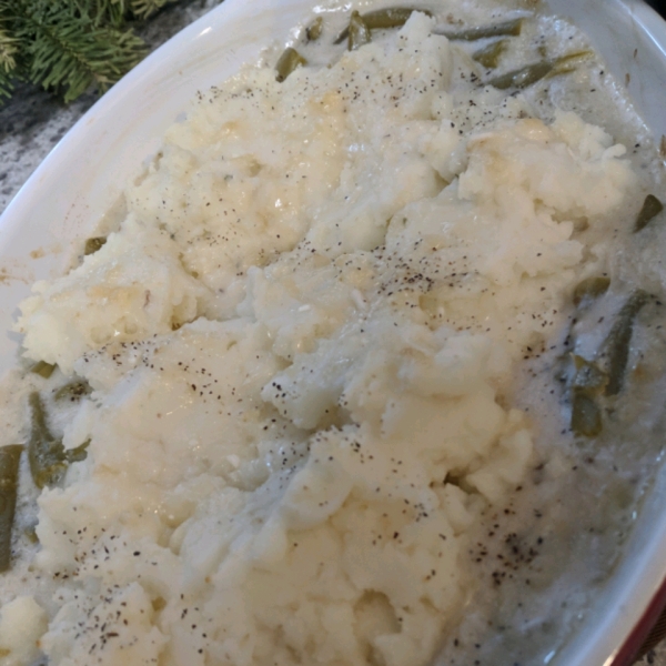 Mashed Potato Topped Green Bean Casserole