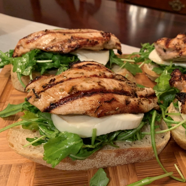 Open-Faced Grilled Tuscan Chicken Sandwiches with Fresh Mozzarella