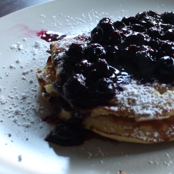 Lemon Ricotta Pancakes with Blueberry Sauce