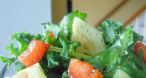 Colorful Kale and Spinach Salad and Homemade Dressing