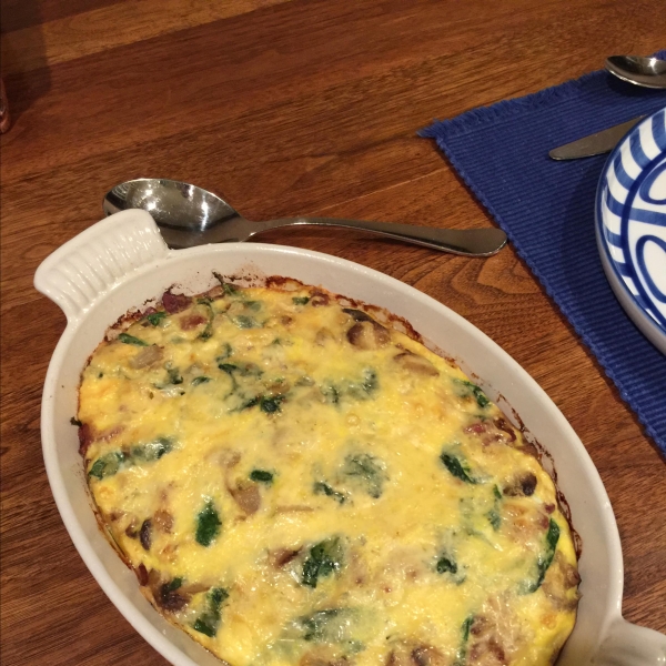 Bacon and Mushroom Frittata with Spinach and Gouda