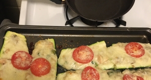 Chicken Alfredo Zucchini Boats