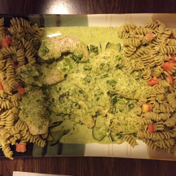 Lime Chicken with Cilantro Cream Sauce and Roasted Zucchini